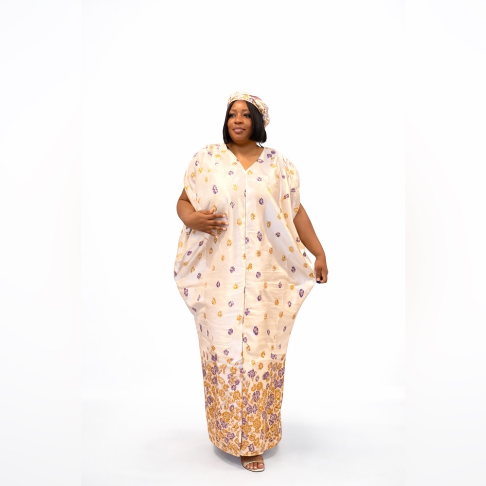 Floral Kaftan Dress with Matching Headscarf